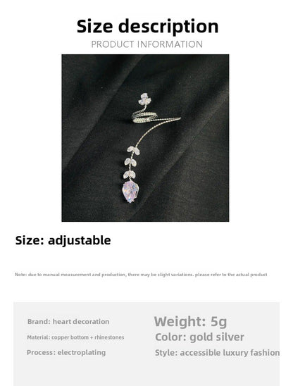 Silver Alloy Open Ring For Women Featuring Zircon Inlay With Elegant Flower Design