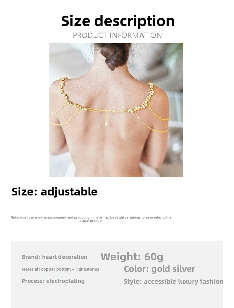 Silver Alloy Women's Body Chain With Water Droplets Pattern And Electroplated Finish, Featuring Rhinestones