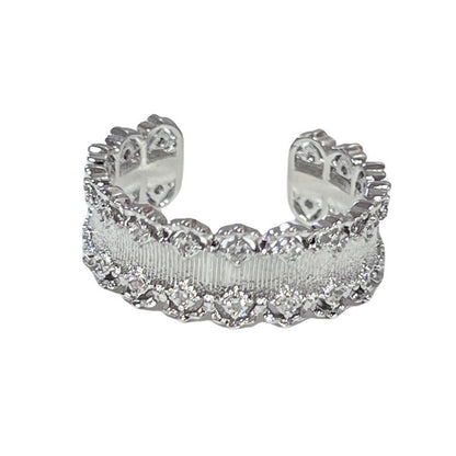Vintage Style Lace Ring For Women In Zinc Alloy With Zircon Inlay Featuring Brushed Craftsmanship
