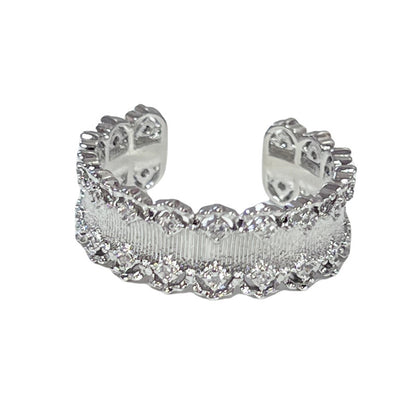 Vintage Style Lace Ring For Women In Zinc Alloy With Zircon Inlay Featuring Brushed Craftsmanship