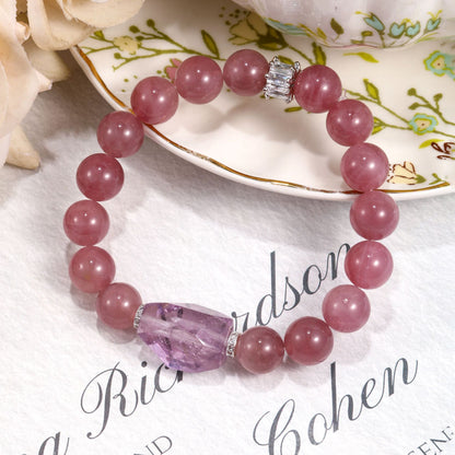 Women's Light Purple Crystal Bracelet Featuring Beading Craft, Perfect For Daily Wear