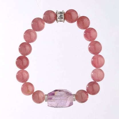 Women's Light Purple Crystal Bracelet Featuring Beading Craft, Perfect For Daily Wear