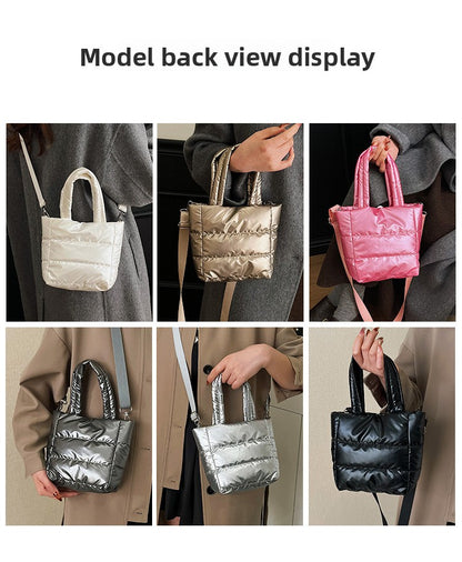 Women’s Polyester Bucket Bag With Sewing Thread Detail, Top Handle Design, Perfect For Winter