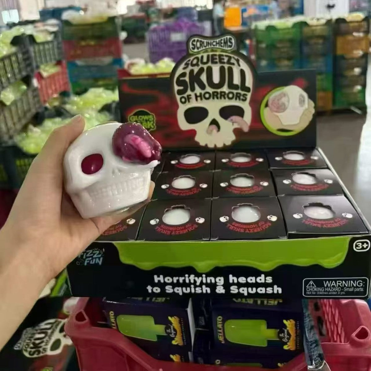 Funny Halloween Skull Squishy Toy Made Of Soft Glue, Perfect Stress Relief Toy