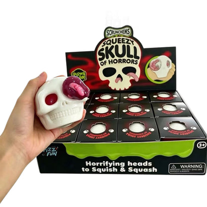 Funny Halloween Skull Squishy Toy Made Of Soft Glue, Perfect Stress Relief Toy