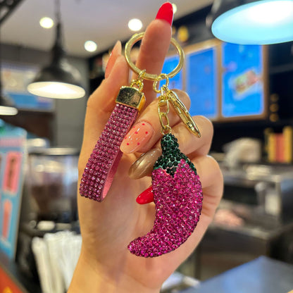Valentine's Day Red Bag Charm Key Chain Featuring Sparkling Rhinestones