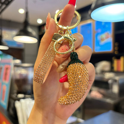 Valentine's Day Red Bag Charm Key Chain Featuring Sparkling Rhinestones