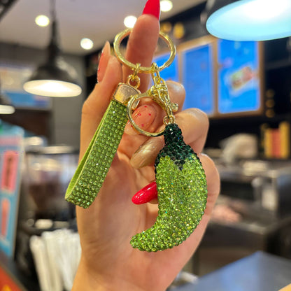 Valentine's Day Red Bag Charm Key Chain Featuring Sparkling Rhinestones
