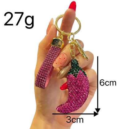 Valentine's Day Red Bag Charm Key Chain Featuring Sparkling Rhinestones