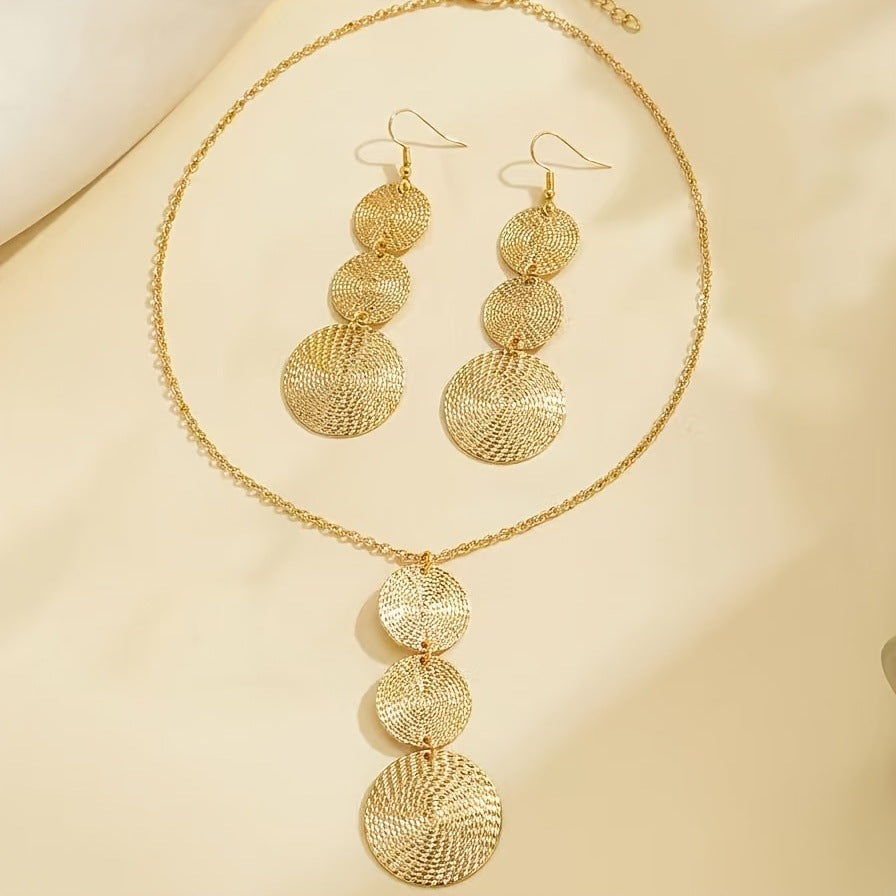 Fingerprint Pendant Necklace For Women In Electroplated Iron, 2 Pieces Set, Perfect For Daily Wear
