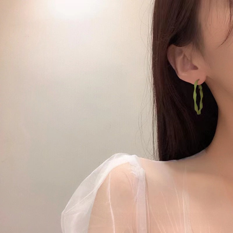 Moon For Unisex Stud Earrings In Green Metal Featuring 925 Sterling Silver Posts With Sweet Style