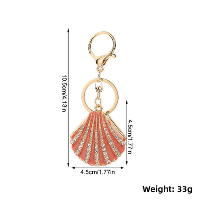 Christmas Shell Key Chain In Grey With Rhinestone Inlay, Zinc Alloy Bag Charm Accessory