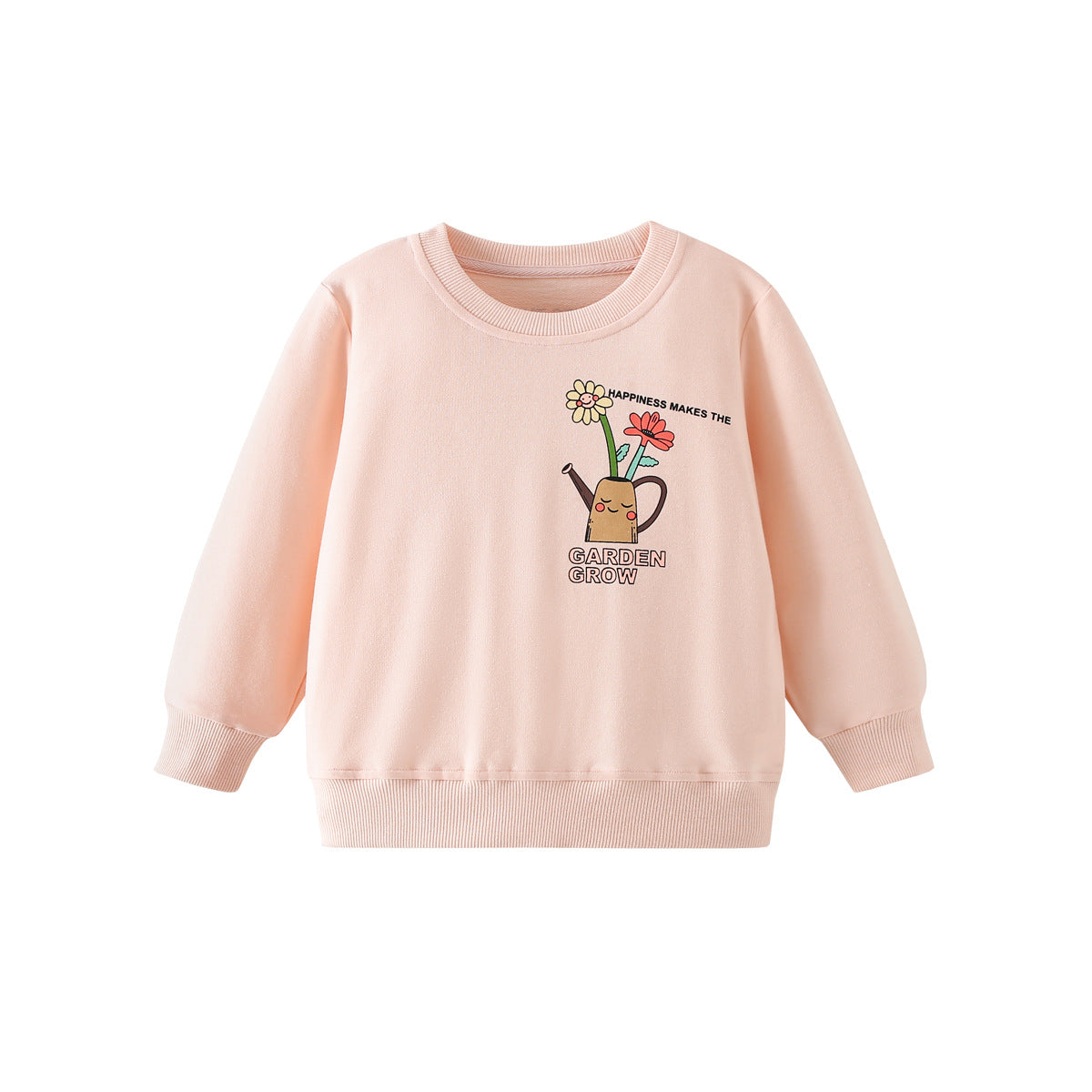 Cute Cartoon Children's Sweatshirt For Girls In Polyester Fabric With Printing Craft And Round Neck Pullover Design