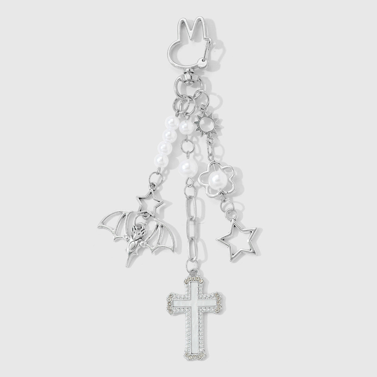 Silver Cross Key Chain Made Of Durable Alloy