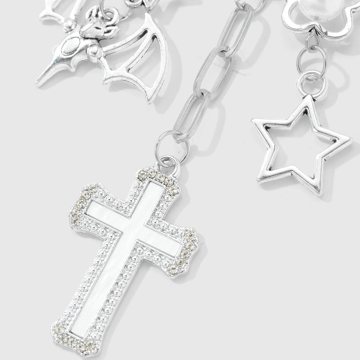 Silver Cross Key Chain Made Of Durable Alloy
