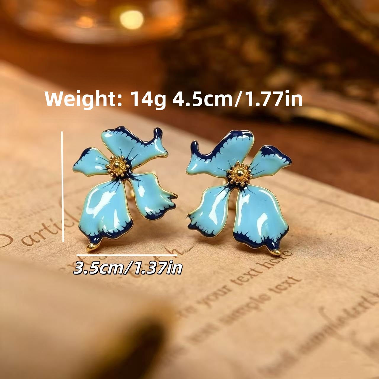 Petal Stud Earrings For Unisex Featuring Blue Enamel Design With 925 Sterling Silver Posts And Zinc Alloy Material