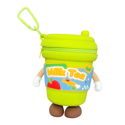 New Year Green Cup Key Chain With Silica Gel Bag Charm Accessory
