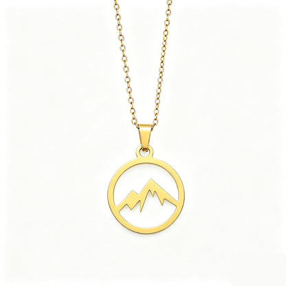 Unisex Mountain Necklace With Electroplated 304 Stainless Steel Pendant On Steel Color Cable Chain