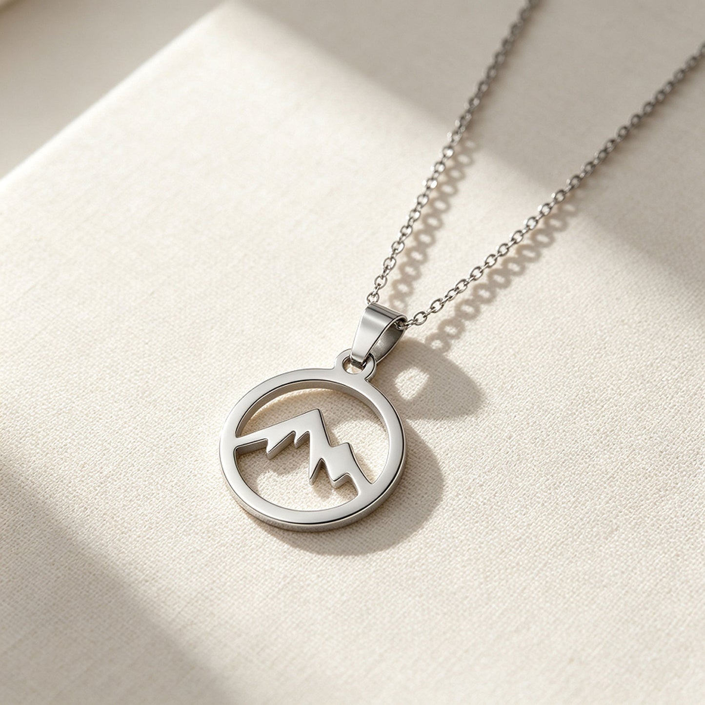 Unisex Mountain Necklace With Electroplated 304 Stainless Steel Pendant On Steel Color Cable Chain