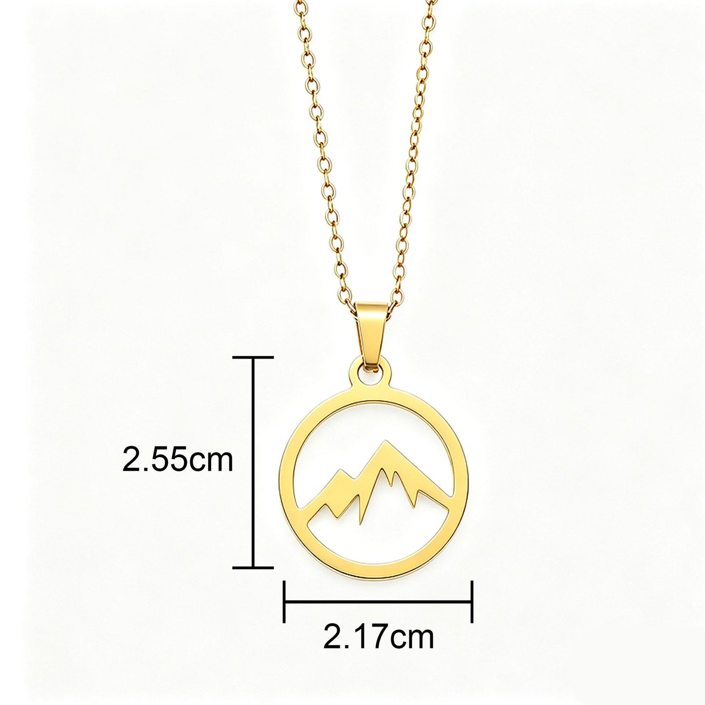 Unisex Mountain Necklace With Electroplated 304 Stainless Steel Pendant On Steel Color Cable Chain
