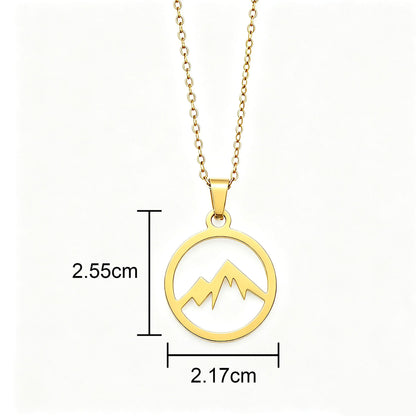 Unisex Mountain Necklace With Electroplated 304 Stainless Steel Pendant On Steel Color Cable Chain