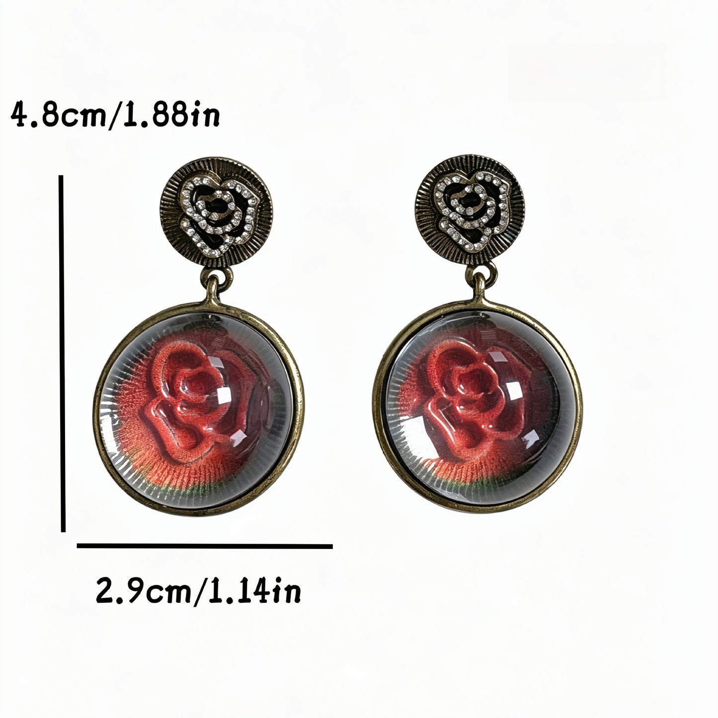 Three-dimensional Rose Drop Earrings For Unisex Featuring Zinc Alloy With 925 Sterling Silver Studs In Silver