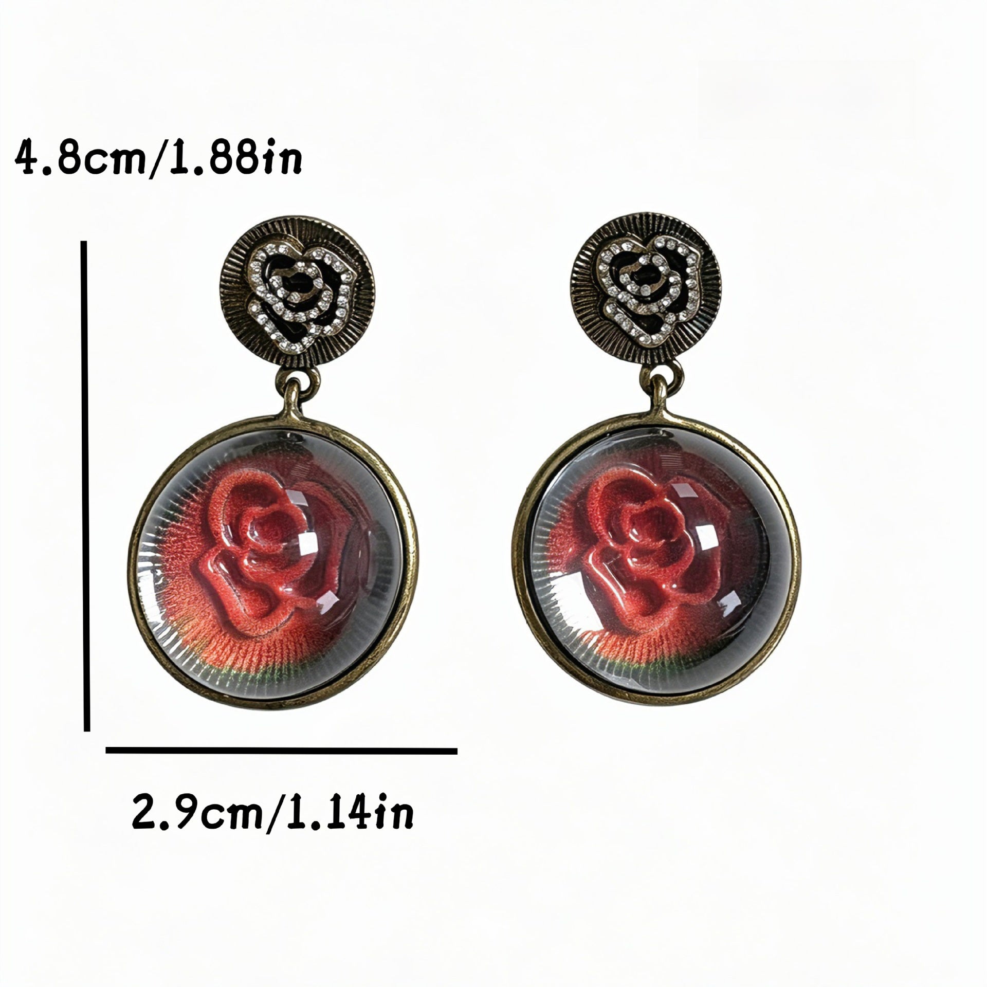 Three-dimensional Rose Drop Earrings For Unisex Featuring Zinc Alloy With 925 Sterling Silver Studs In Silver
