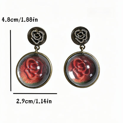 Three-dimensional Rose Drop Earrings For Unisex Featuring Zinc Alloy With 925 Sterling Silver Studs In Silver