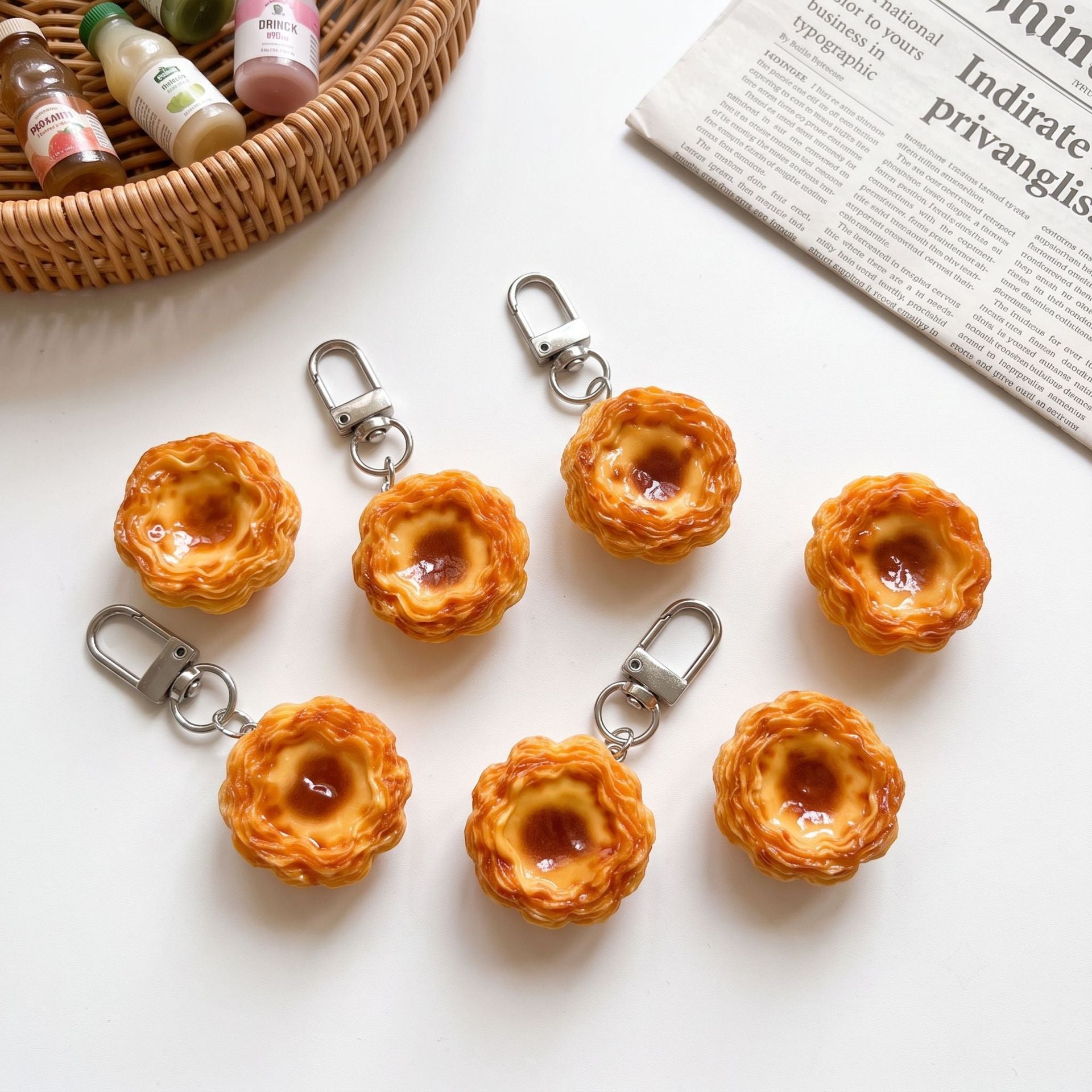 Food Pattern Resin Bag Charm Key Chain Featuring Durable Resin Material