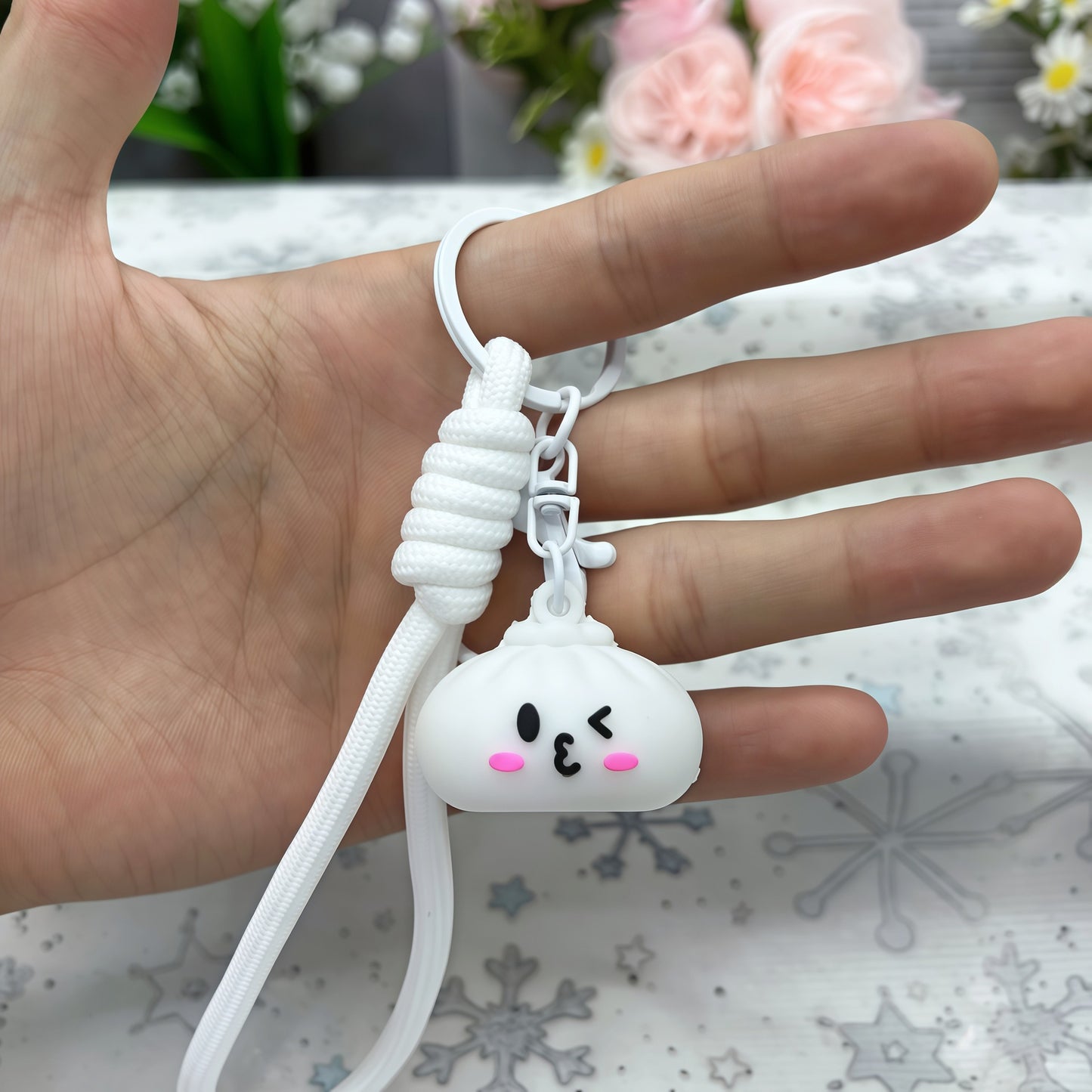 New Year Natural Pink Key Chains Bag Charms Made With Durable PVC Material