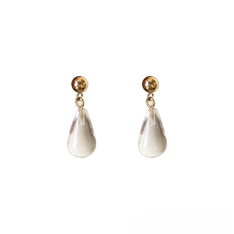 Elegant Transparent Water Droplets Clip Earrings For Women, Electroplated With 925 Sterling Silver Studs