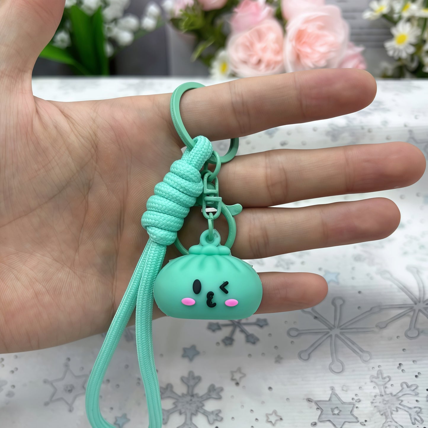 New Year Natural Pink Key Chains Bag Charms Made With Durable PVC Material