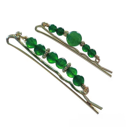 Sweet Green Water Droplets Earrings For Women, Electroplated Alloy With Natural Stone Inlay