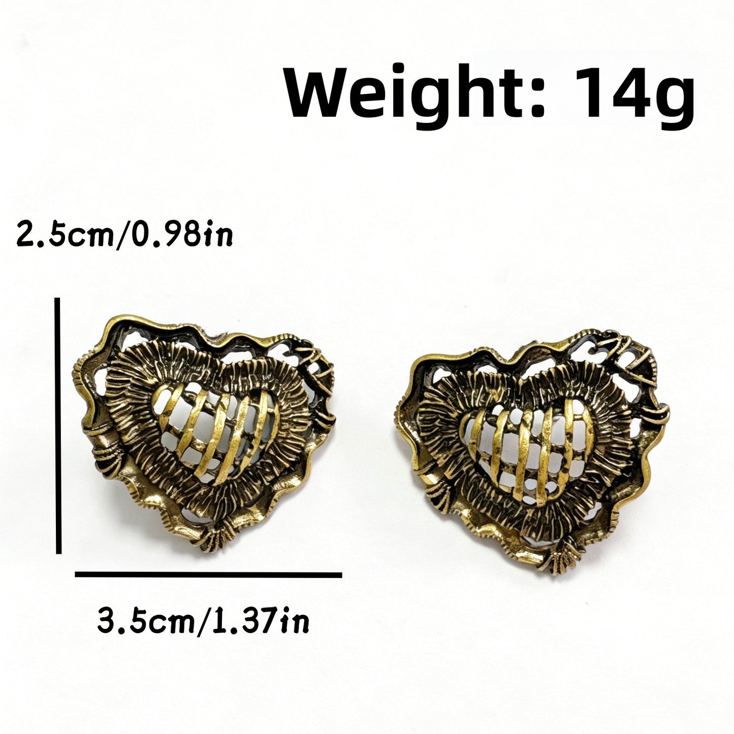 Heart Shape Stud Earrings For Unisex Featuring Electroplated Zinc Alloy With 925 Sterling Silver Posts In Retro Style