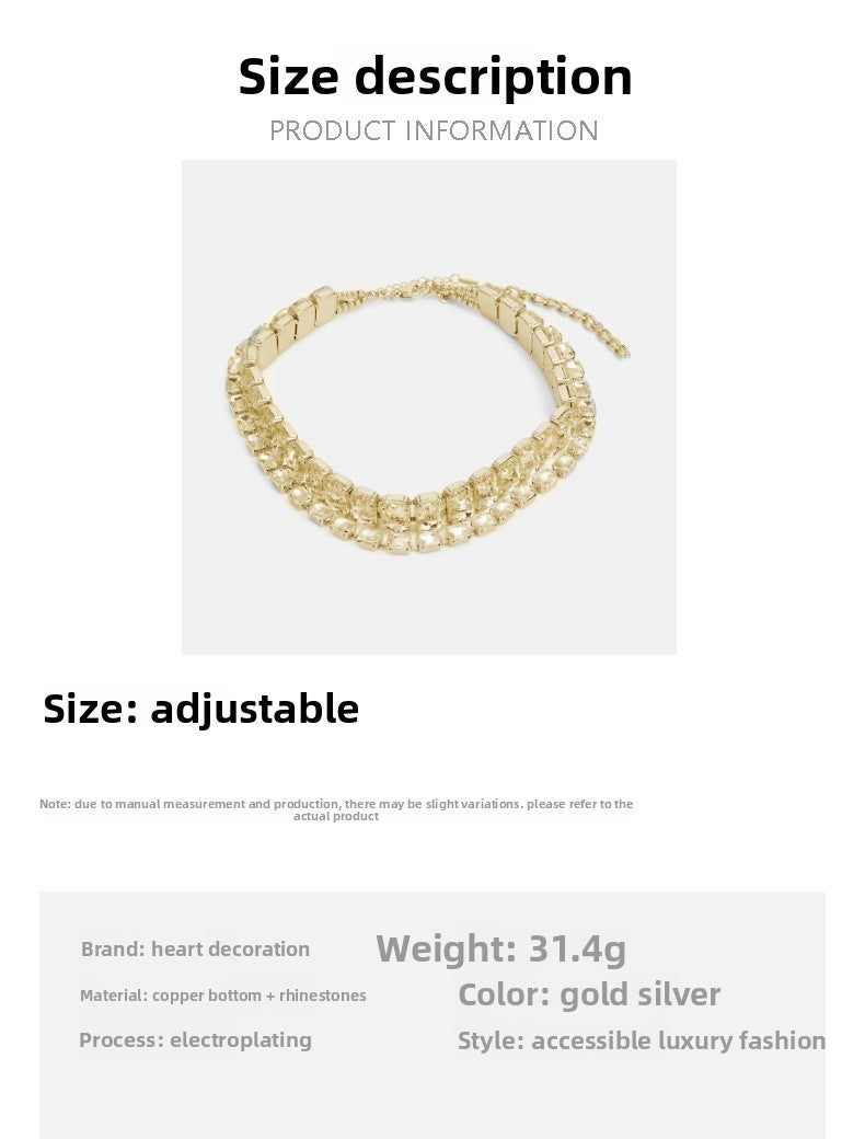Exaggerated Silver Alloy Choker Necklace For Women With Rhinestones Pendant Featuring Unique Printing Pattern