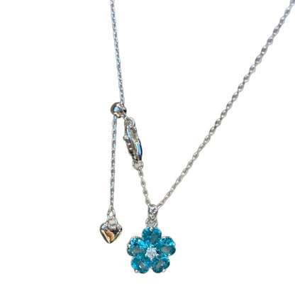 Blue Flowers Pendant Necklace For Women With Electroplated Zinc Alloy Material