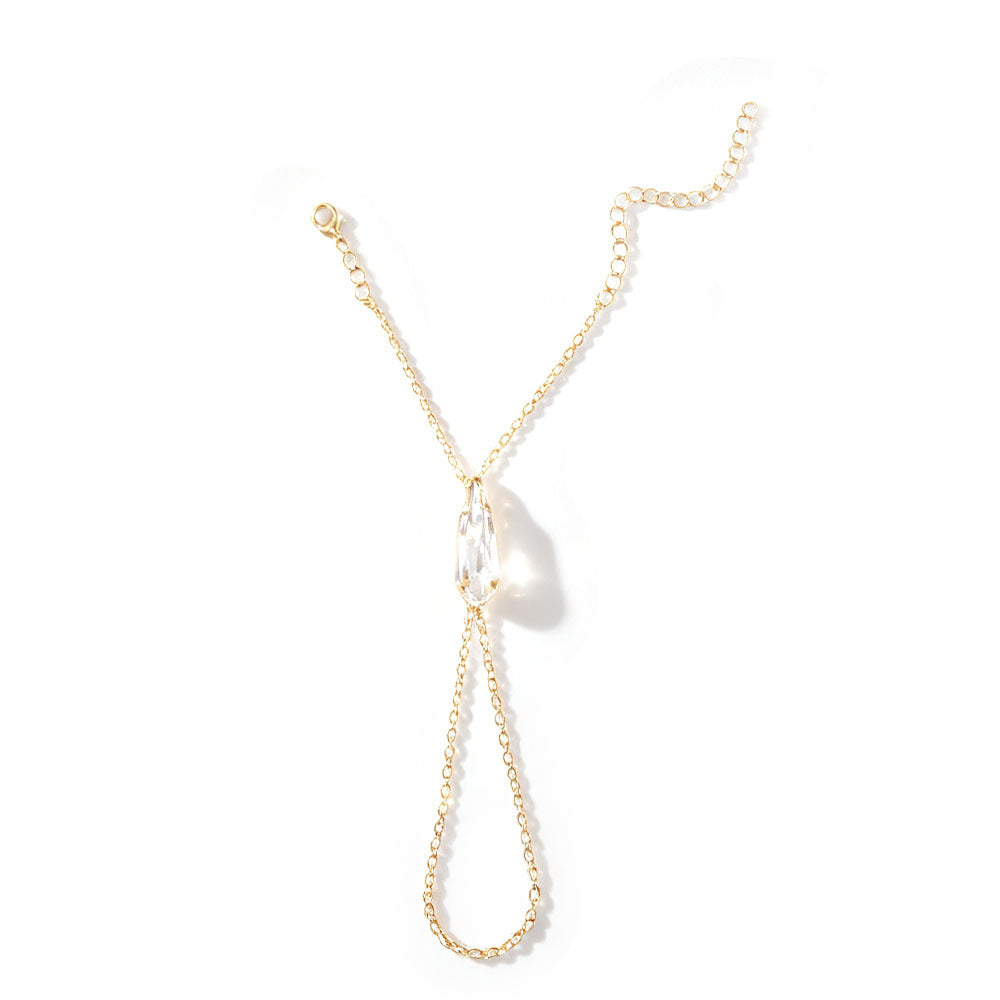 Water Droplets Hand Chain Bracelet In Copper With Electroplated Gold Plating, Ethnic Style For Women