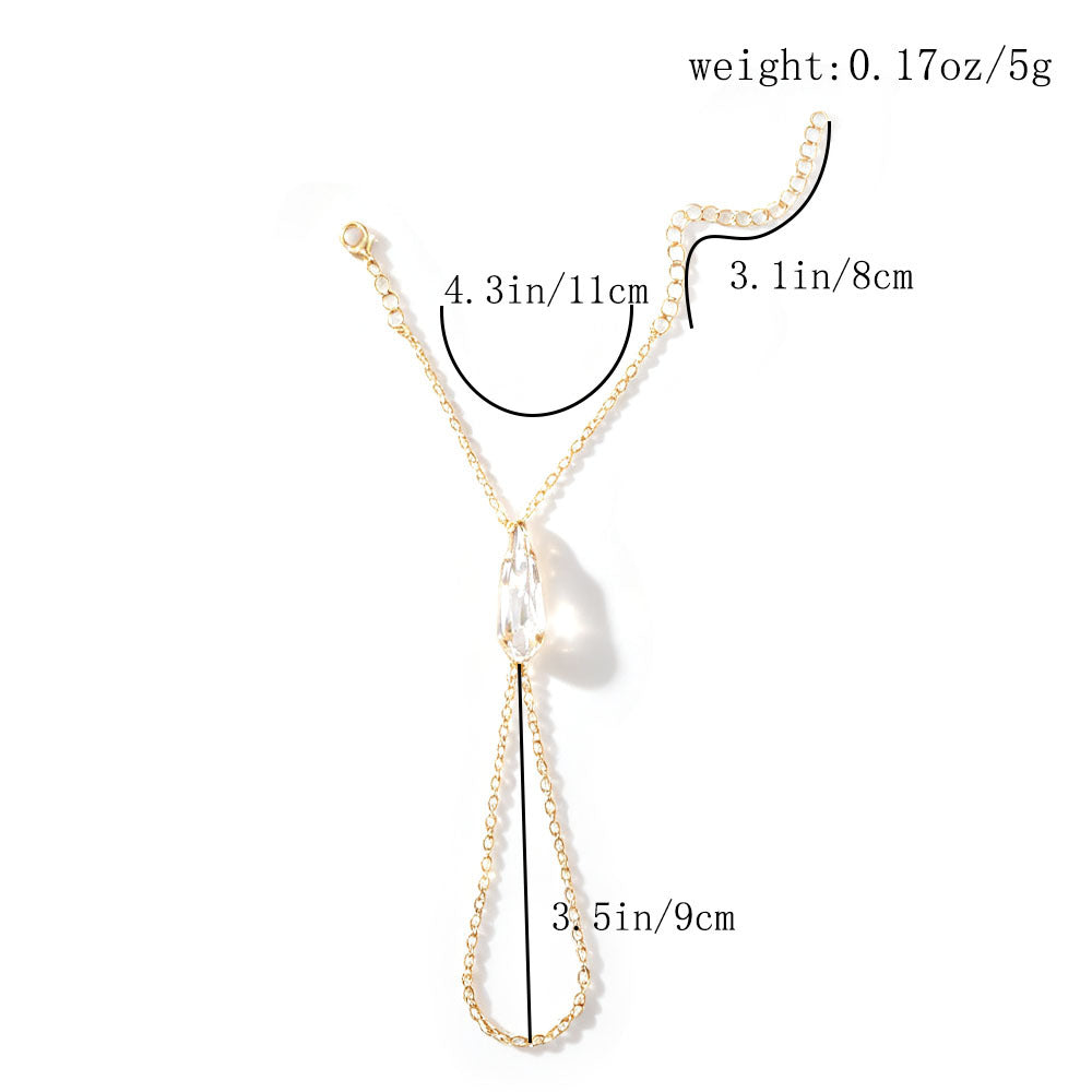 Water Droplets Hand Chain Bracelet In Copper With Electroplated Gold Plating, Ethnic Style For Women