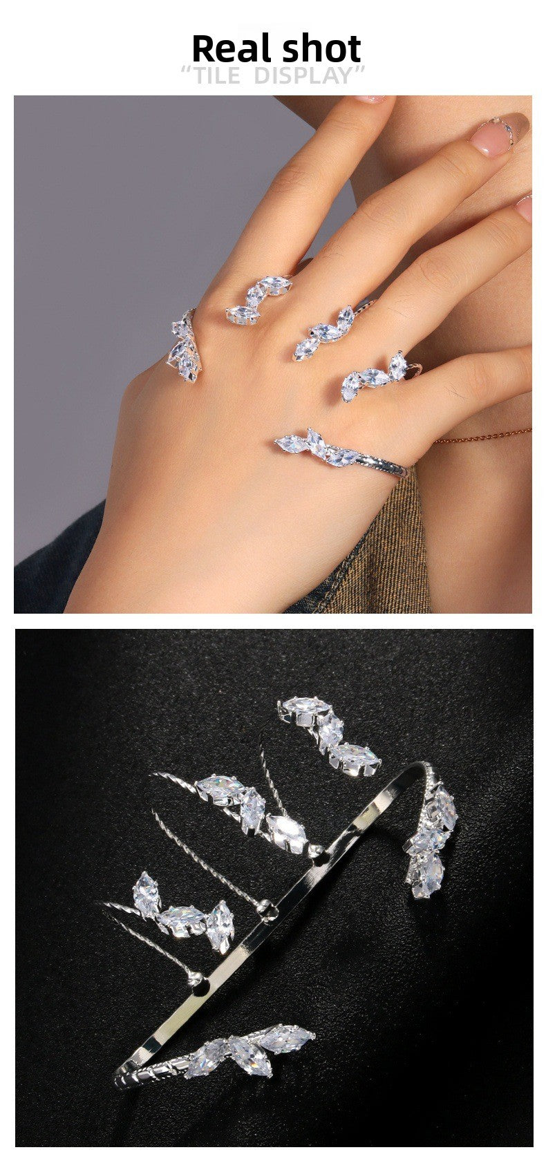 Geometric Silver Alloy Bangle For Women With Electroplated Finish And Zircon Inlay