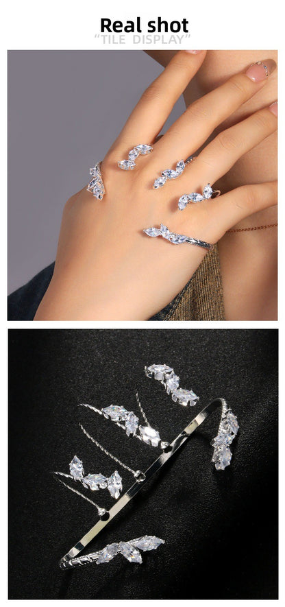 Geometric Silver Alloy Bangle For Women With Electroplated Finish And Zircon Inlay