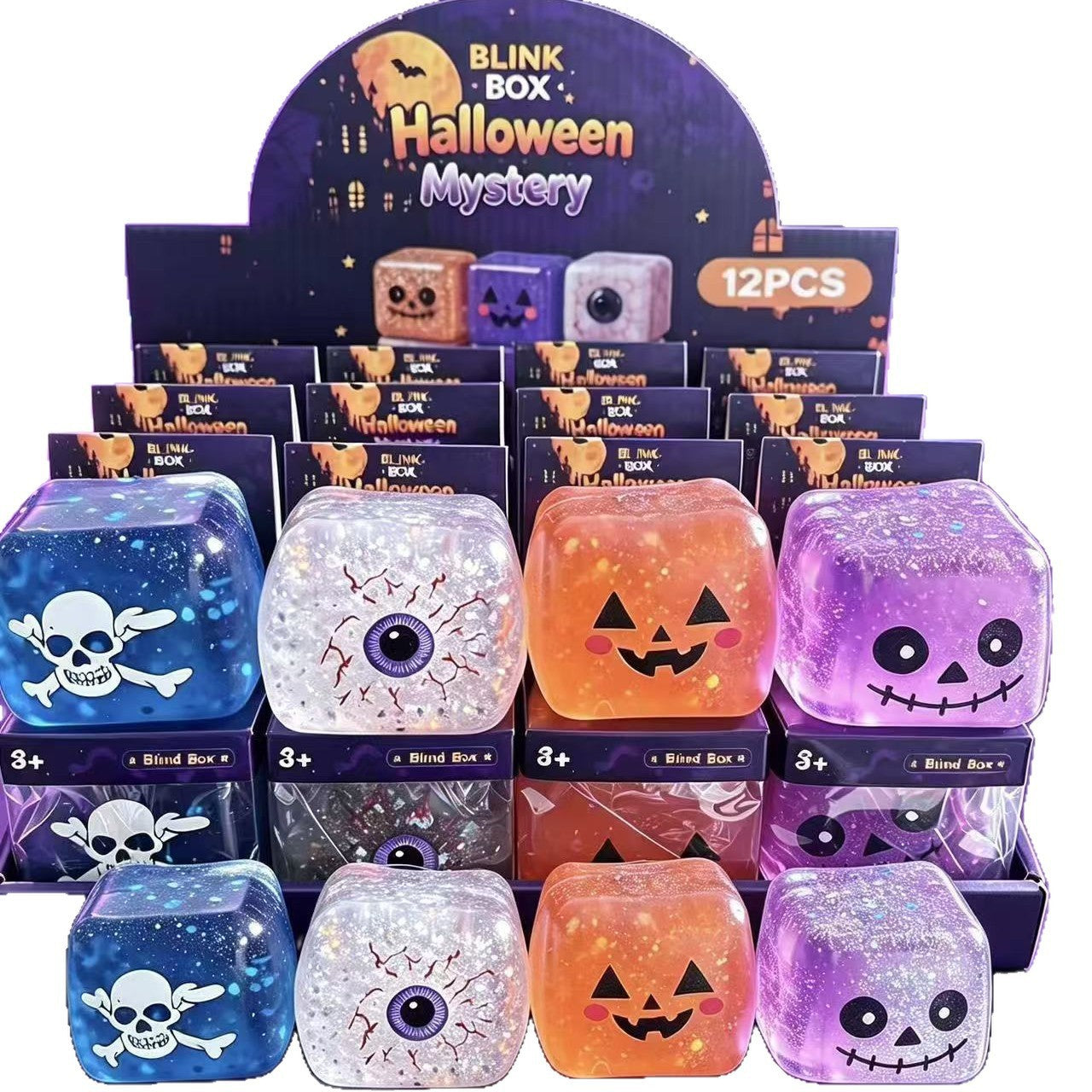 Halloween Skull Squishy Toy Made Of TPR Material, Transparent Novelty Stress Relief Toy