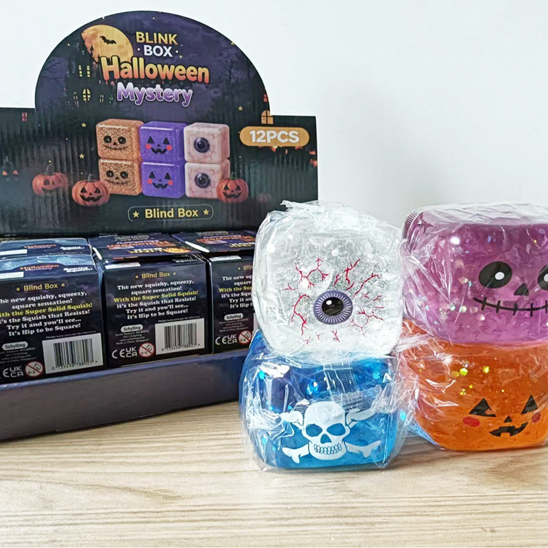 Halloween Skull Squishy Toy Made Of TPR Material, Transparent Novelty Stress Relief Toy