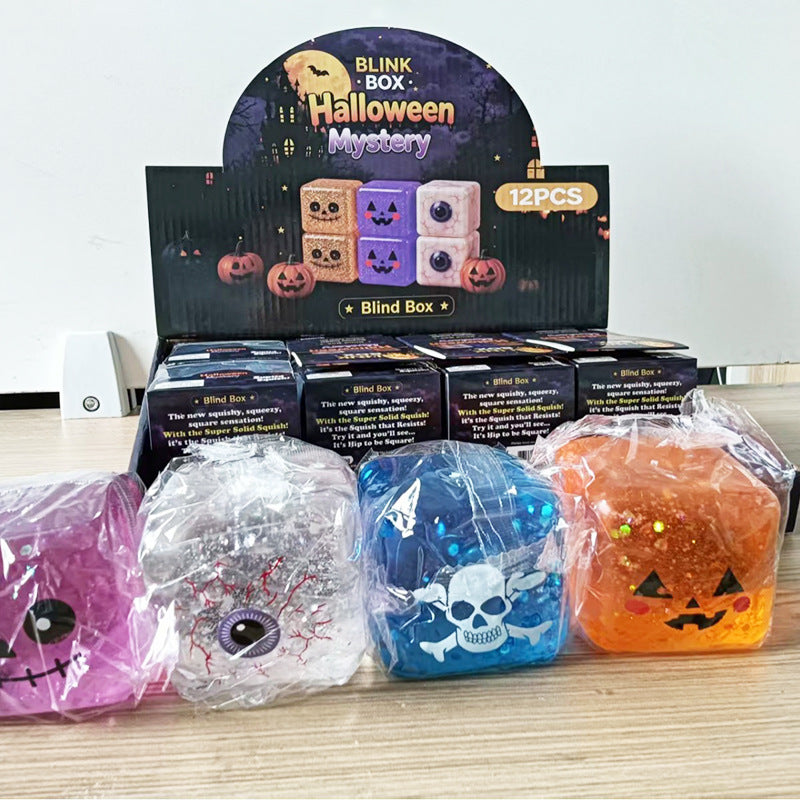 Halloween Skull Squishy Toy Made Of TPR Material, Transparent Novelty Stress Relief Toy