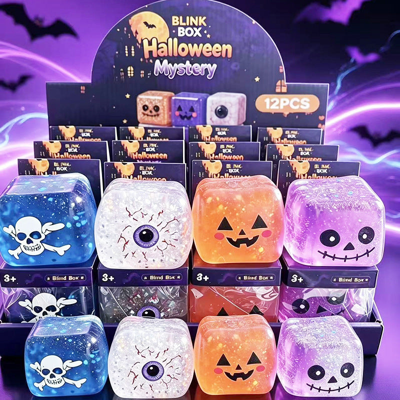 Halloween Skull Squishy Toy Made Of TPR Material, Transparent Novelty Stress Relief Toy