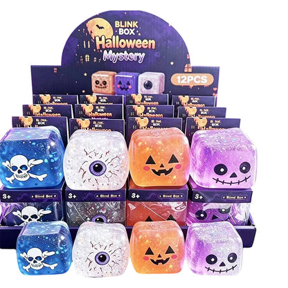 Halloween Skull Squishy Toy Made Of TPR Material, Transparent Novelty Stress Relief Toy