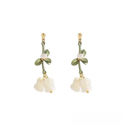 Sweet Flowers Stud Earrings For Women With 925 Sterling Silver Posts Featuring Enamel Craftwork