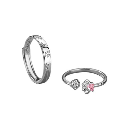 Romantic Copper Cat Rings For Couples, 1 Pair