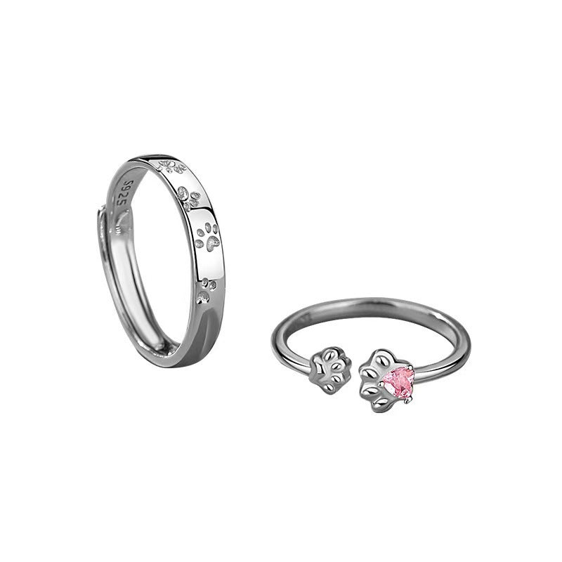 Romantic Copper Cat Rings For Couples, 1 Pair