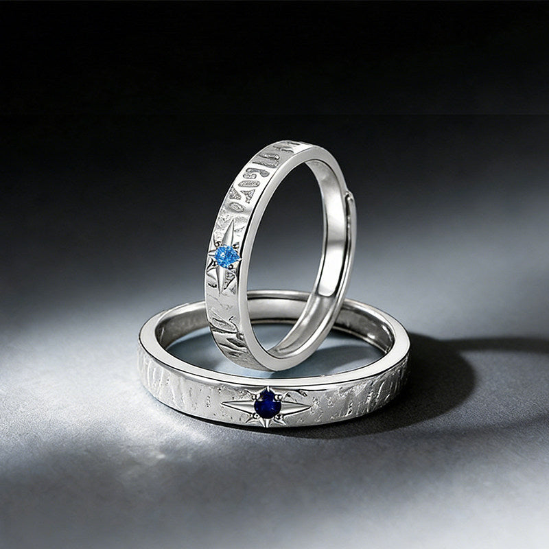 Retro Star Ring For Unisex, Copper Material With Silver Plated Electroplated Finish
