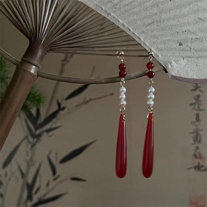 Water Droplets Earrings For Women Featuring Electroplated Craft And Retro Style With Beading Material